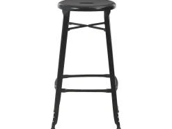 Juego de dos taburetes de bar de diseño asiento de acero negro 1202089