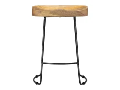Juego de dos taburetes de bar de diseño asiento de silla madera maciza de mango 1202098