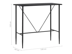 Juego de mesa alta y taburetes 5 piezas tela negra