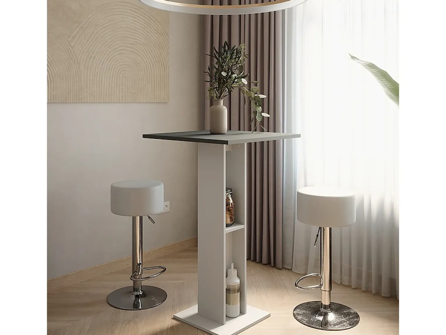 Juego de mesa de bar blanco/antracita 65x65x106 repose