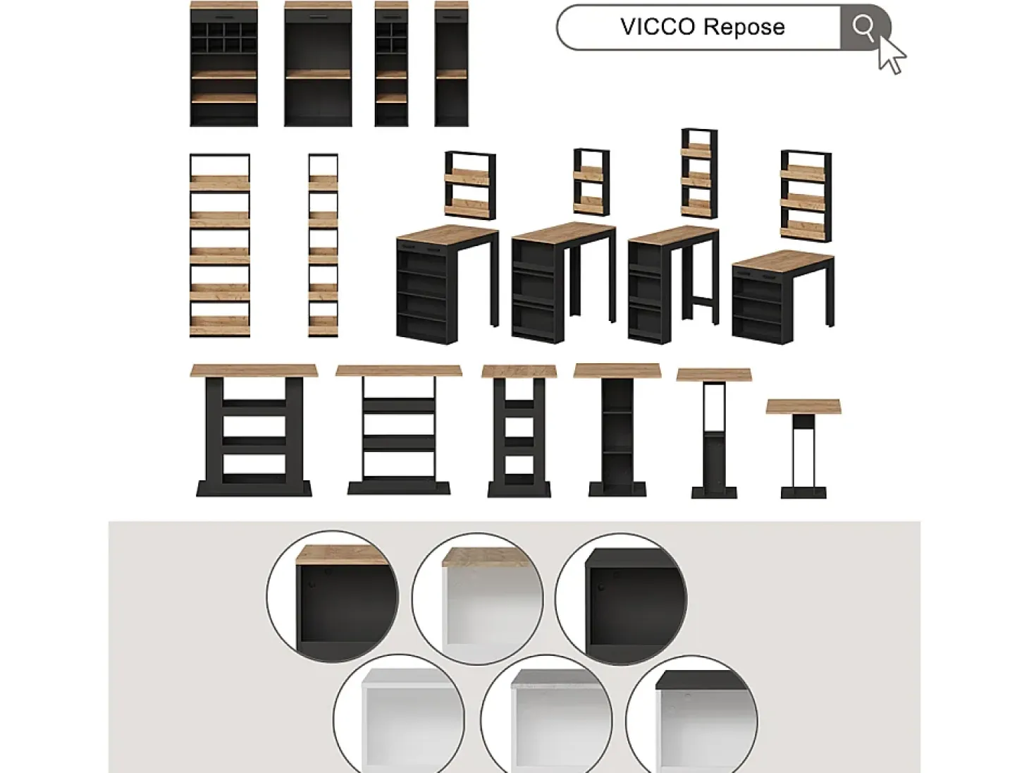 Juego de mesa de bar blanco/antracita 65x65x106 repose