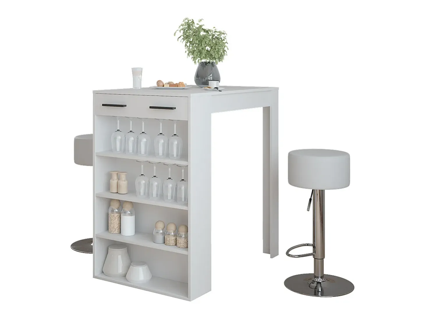 Juego de mesa de bar blanco 67x100x106 repose