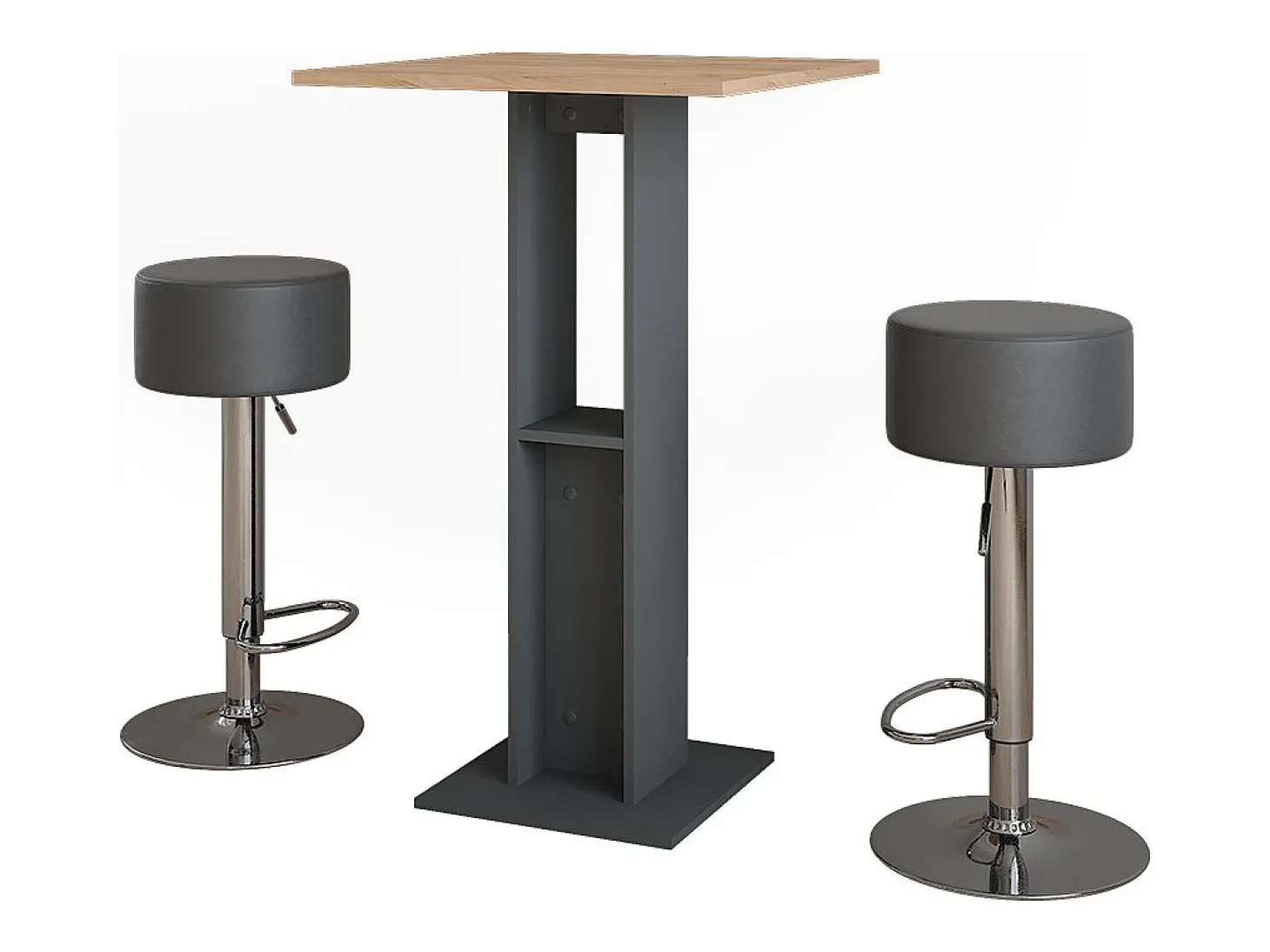 Juego de mesa de bar oro power roble/antracita 65x65x106 repose
