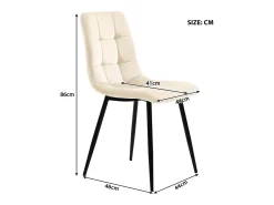 Juego de sillas de comedor (4 piezas), silla de diseño tapizada en terciopelo beige con respaldo y estructura de metal.