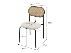 Juego de 2x Sillas de comedor/salón tapizadas beige asiento con respaldo curvado
