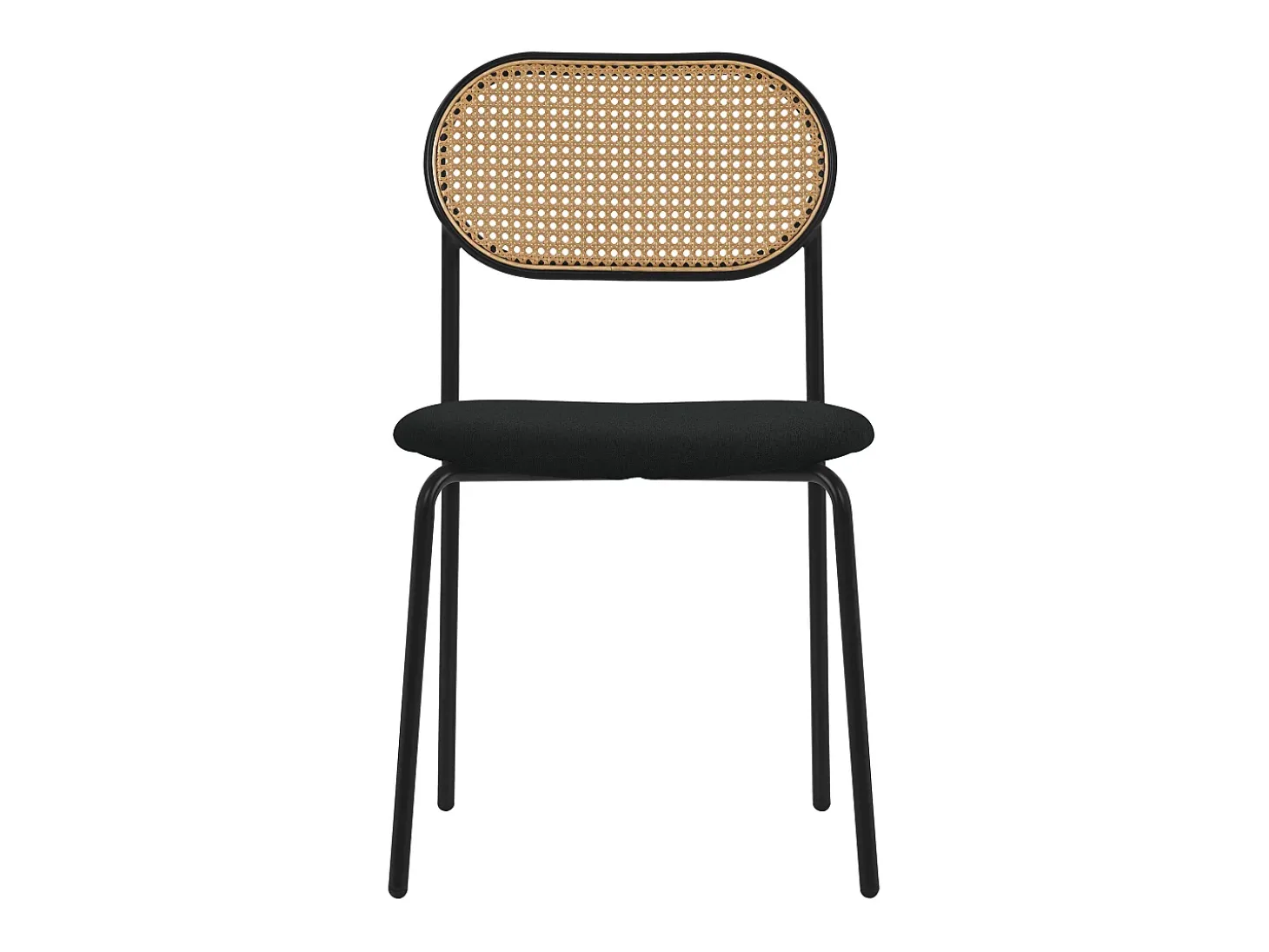Juego de 4x Sillas de comedor/salón tapizadas negro asiento con respaldo curvado