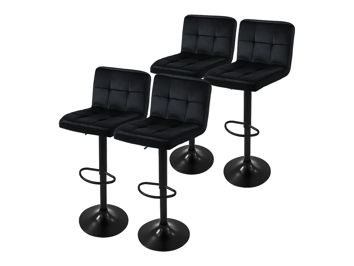 Juego de 4x taburetes de bar negro sillas con respaldo asientos regulables