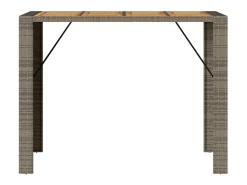 Karaca Mesa alta jardín superficie madera ratán PE gris 145x80x110 cm