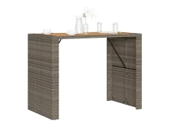 Karaca Mesa alta jardín superficie madera ratán PE gris 145x80x110 cm