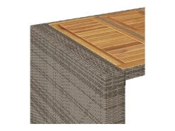 Karaca Mesa alta jardín superficie madera ratán PE gris 145x80x110 cm