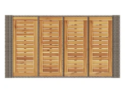 Karaca Mesa alta jardín superficie madera ratán PE gris 145x80x110 cm