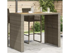 Karaca Mesa alta jardín superficie madera ratán PE gris 145x80x110 cm