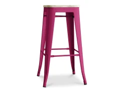Kontoir Taburete de 76 cm de acero negro mate con asiento de pino macizo de color claro-Color Azul turquesa