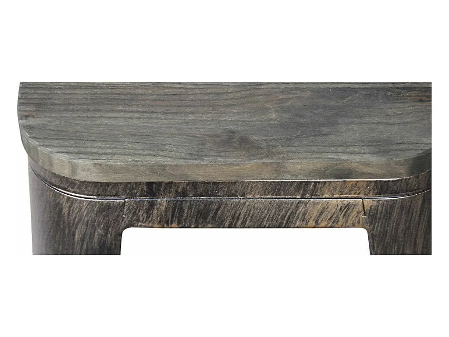 Kontoir Taburete de 76 cm de acero blanco brillante con asiento de pino macizo oscuro-Color Blanco