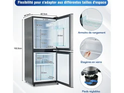 106L Silver+Negro Negra, con partición de vidrio y pies ajustables, 7 temperatura, -25 ~ 10 ℃, clase de eficiencia energética