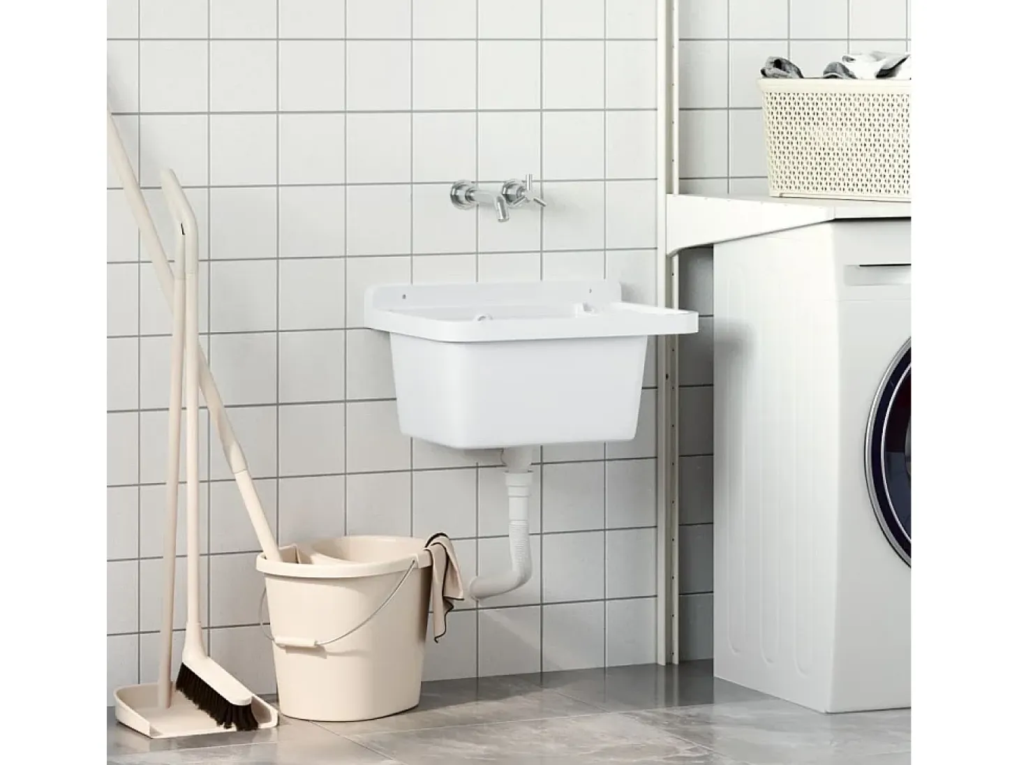 Lavabo de pared blanco 50x35x24 cm resina
