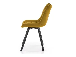 LIBERTY Silla contemporánea de terciopelo amarillo con patas de metal negro