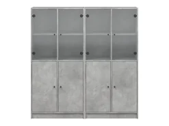 Librería con puertas gris hormigón 136x37x142 cm