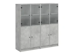 Librería con puertas gris hormigón 136x37x142 cm