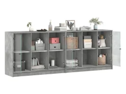 Librería con puertas gris hormigón 204x37x75 cm