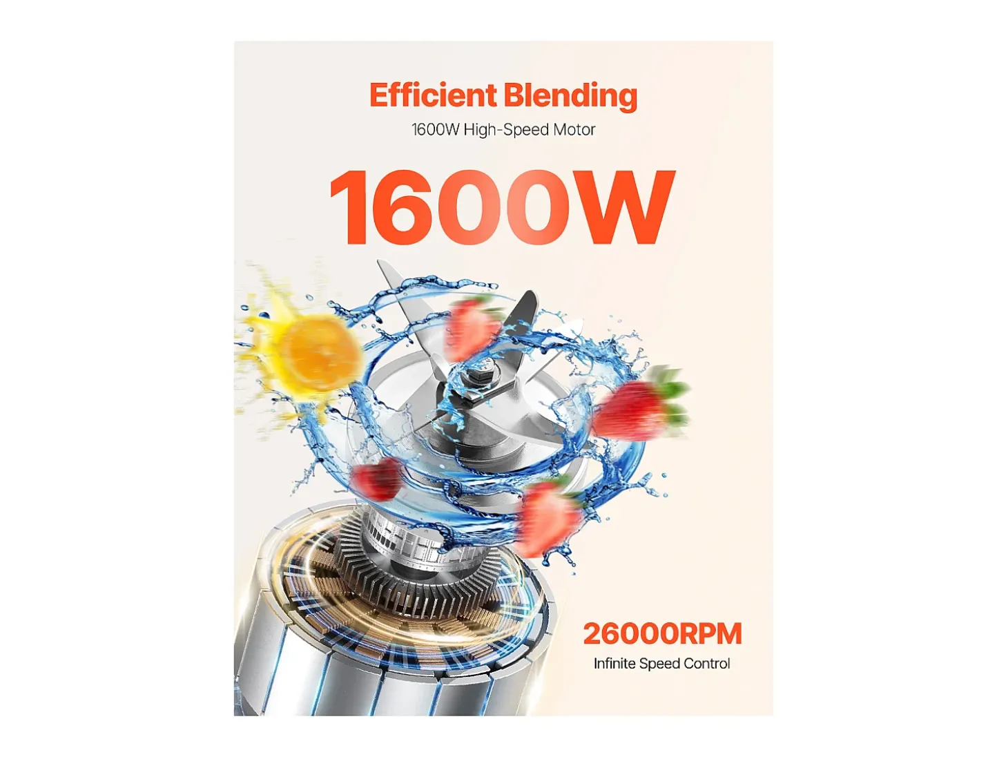 Licuadora SucceBuy 2.4 L 1600 W para Batidos – Licuadora de Cocina con Motor Potente para una Transformación Multifuncional de Alimentos