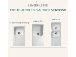 Lisse fregadero reversible 1 cubeta 1 escurridor en resina blanca Essebagno