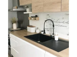 Lisse fregadero reversible 1 cubeta grande 1 escurridor en resina negra Essebagno