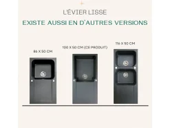 Lisse fregadero reversible 1 cubeta grande 1 escurridor en resina negra Essebagno