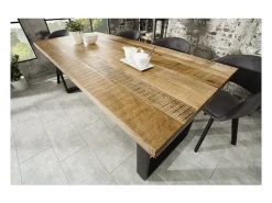 LODEN 180 cm – Tablero de madera maciza de mango y patas de metal negro
