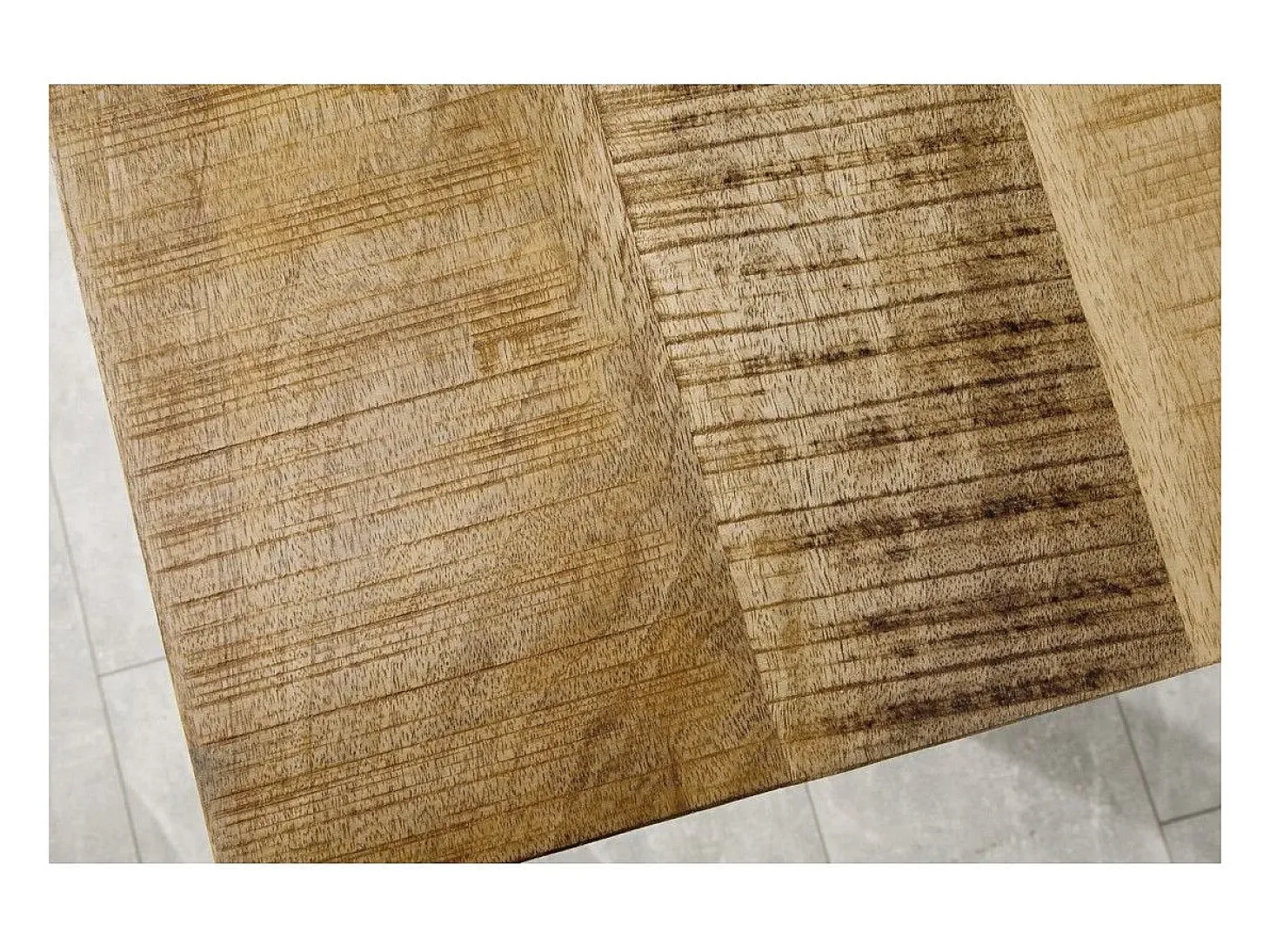 LODEN 180 cm – Tablero de madera maciza de mango y patas de metal negro