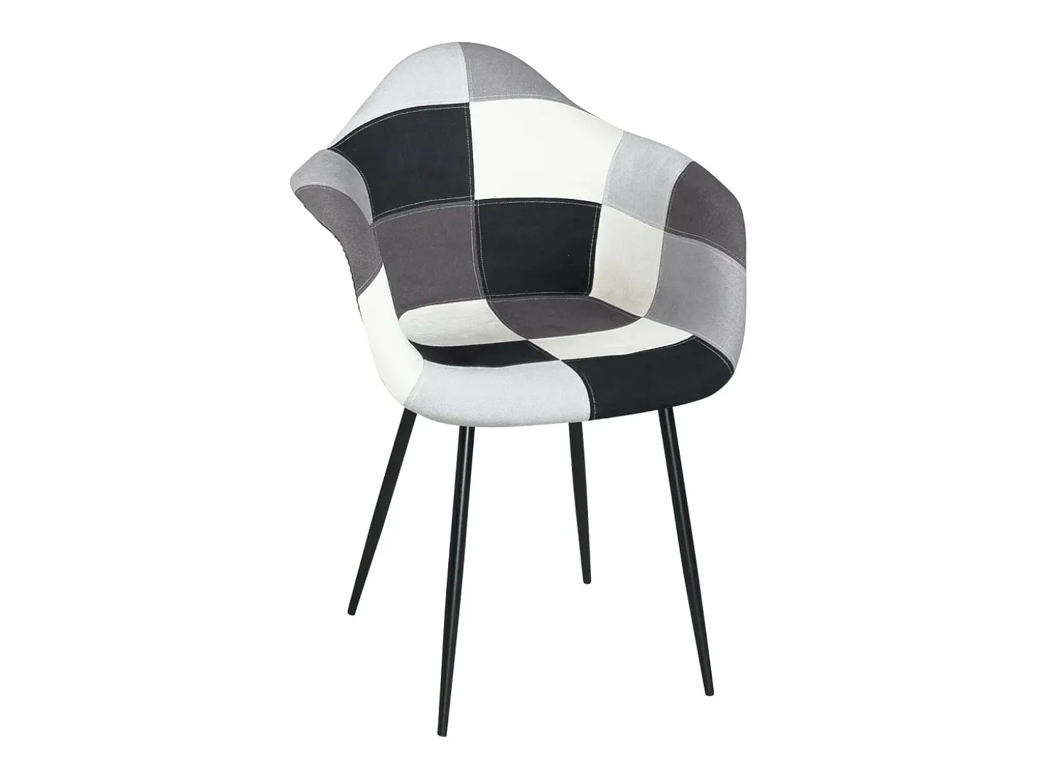 Lote 2 sillones con reposabrazos Patchwork patas metálicas NOVO (Gris)