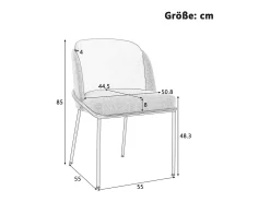 Lote de 2 Sillas - Lino y simil cuero - patas de metal - estilo contemporáneo - Verde + Beige