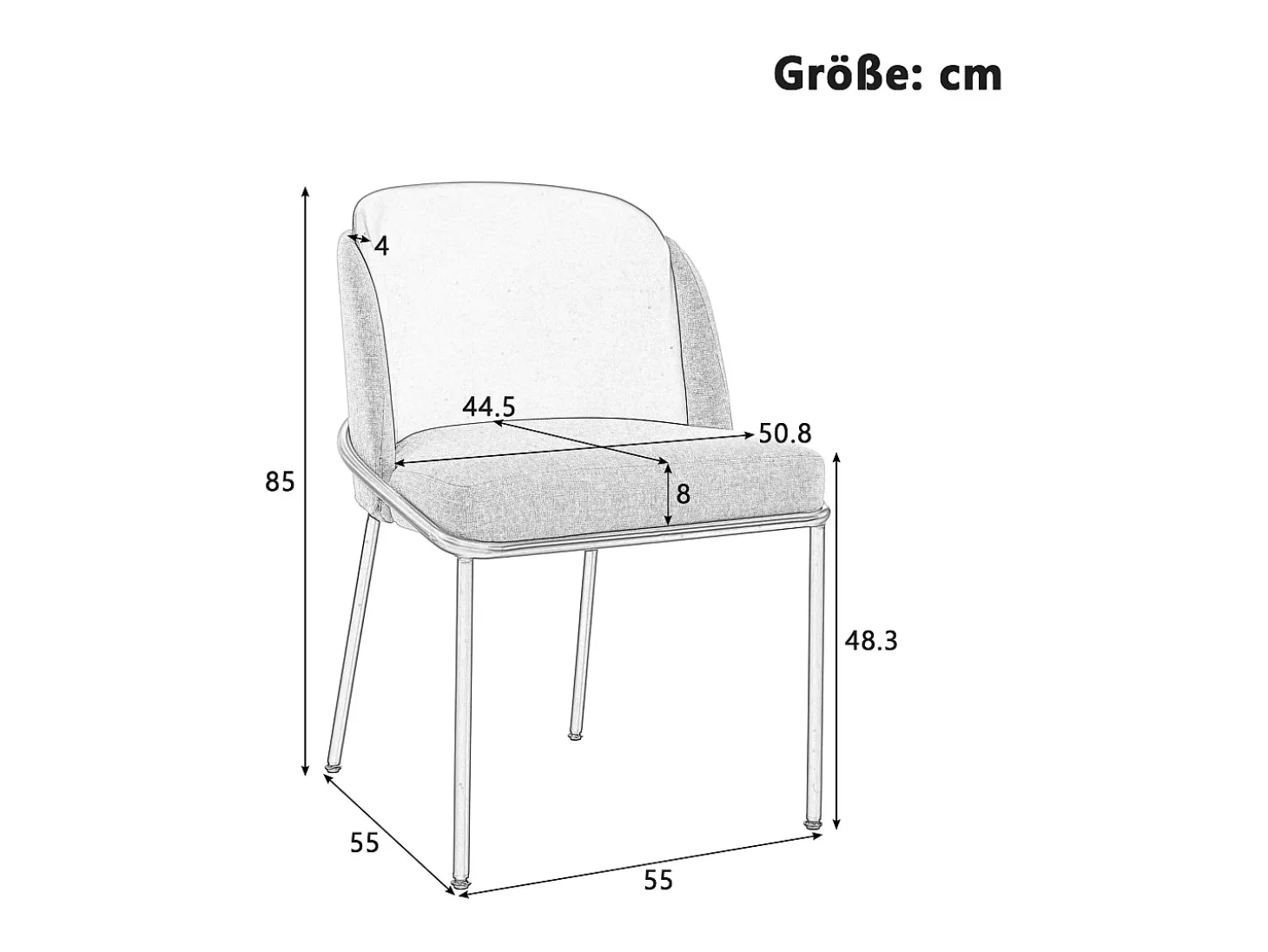 Lote de 2 Sillas - Lino y simil cuero - patas de metal - estilo contemporáneo - Verde + Beige