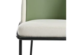Lote de 2 Sillas - Lino y simil cuero - patas de metal - estilo contemporáneo - Verde + Beige