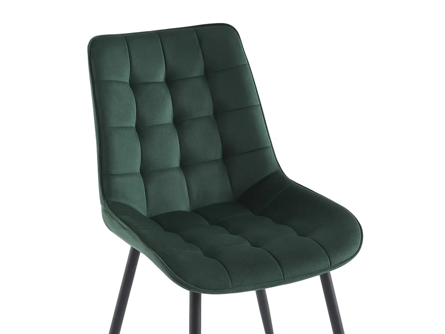 Lote de 6 sillas acolchadas - Terciopelo y metal negro - Verde - OLLUA