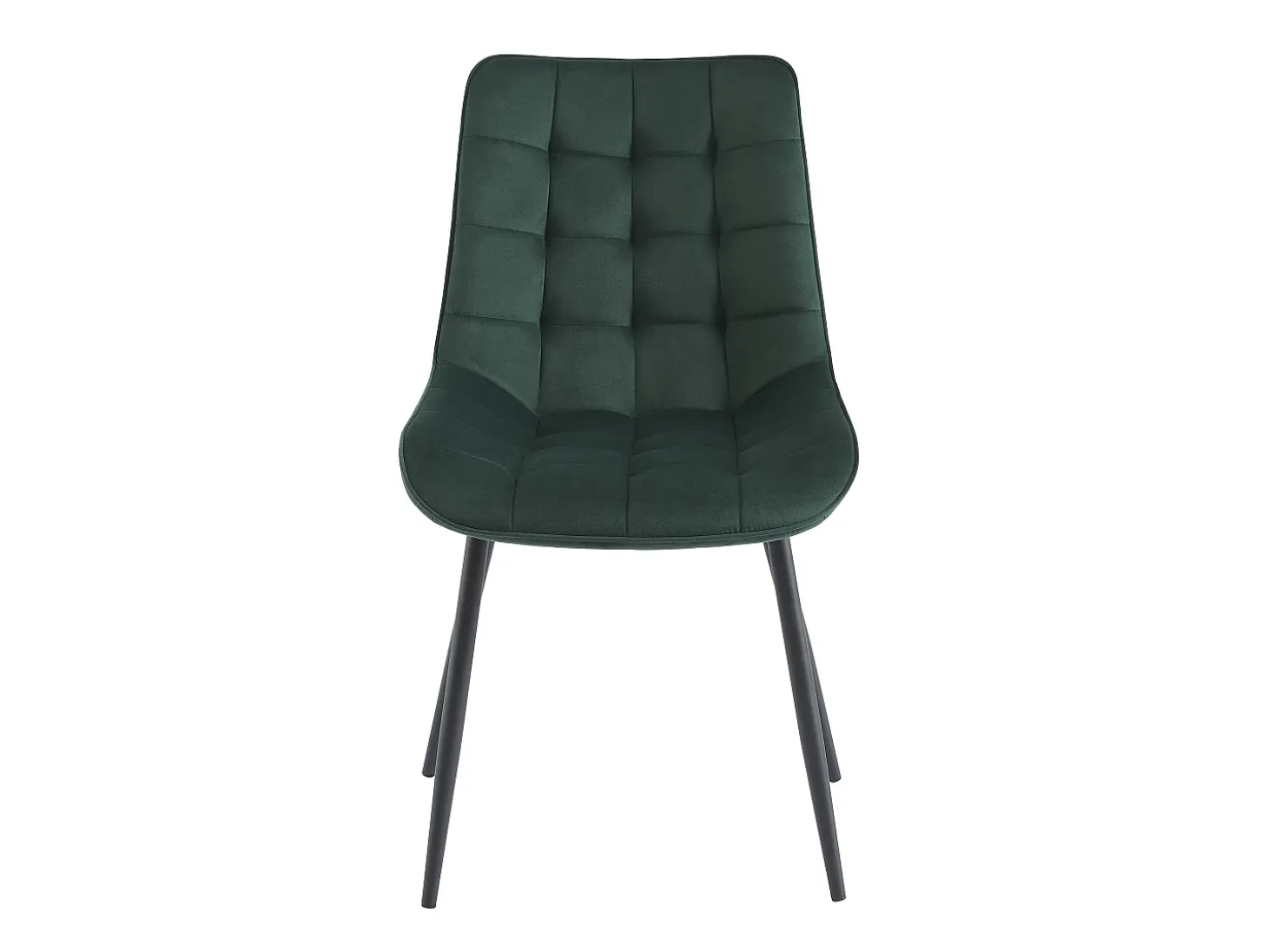 Lote de 6 sillas acolchadas - Terciopelo y metal negro - Verde - OLLUA