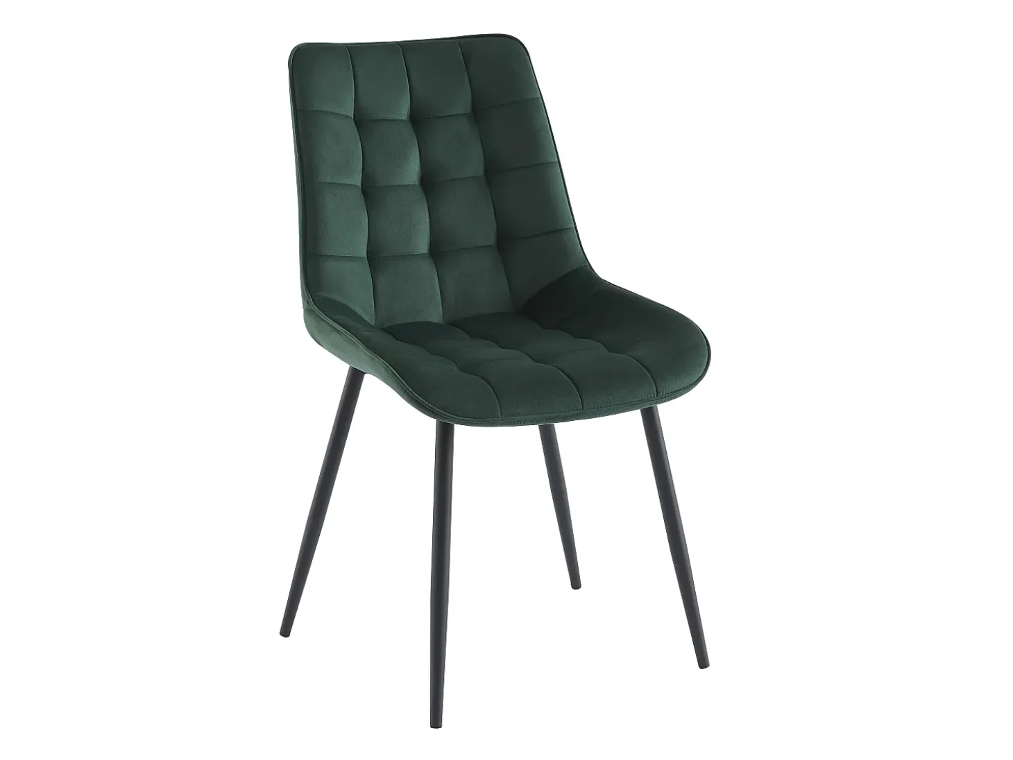 Lote de 6 sillas acolchadas - Terciopelo y metal negro - Verde - OLLUA