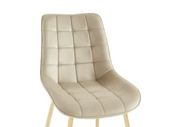 Lote de 2 sillas acolchadas de terciopelo y metal dorado - Beige - OLLUA