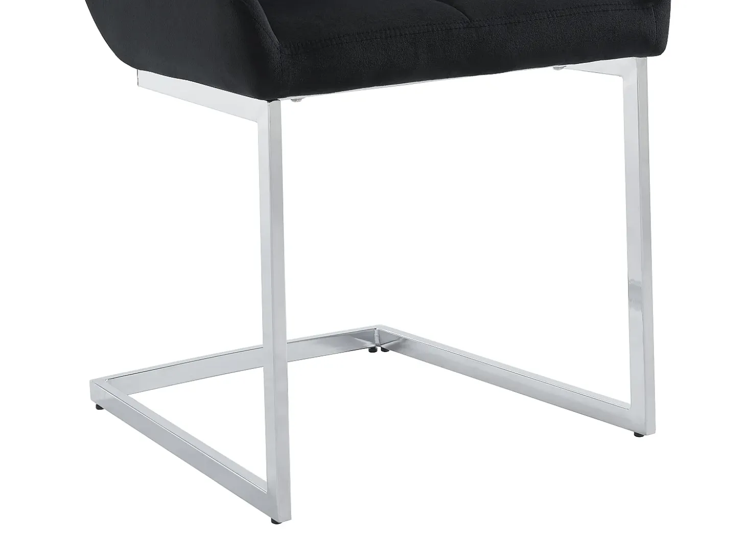 Lote de 2 sillas cantilever de terciopelo y metal cromado - Negro - BERLONA
