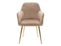Lote de 6 sillas con brazos de terciopelo y metal dorado - Beige - ELEANA