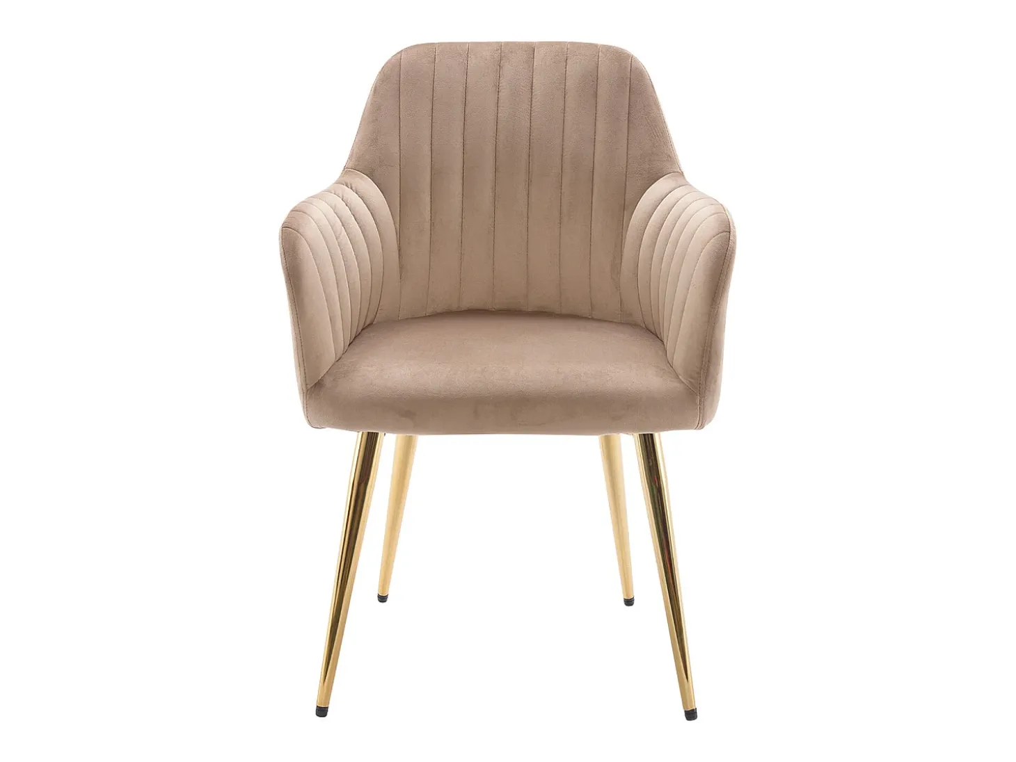 Lote de 6 sillas con brazos de terciopelo y metal dorado - Beige - ELEANA