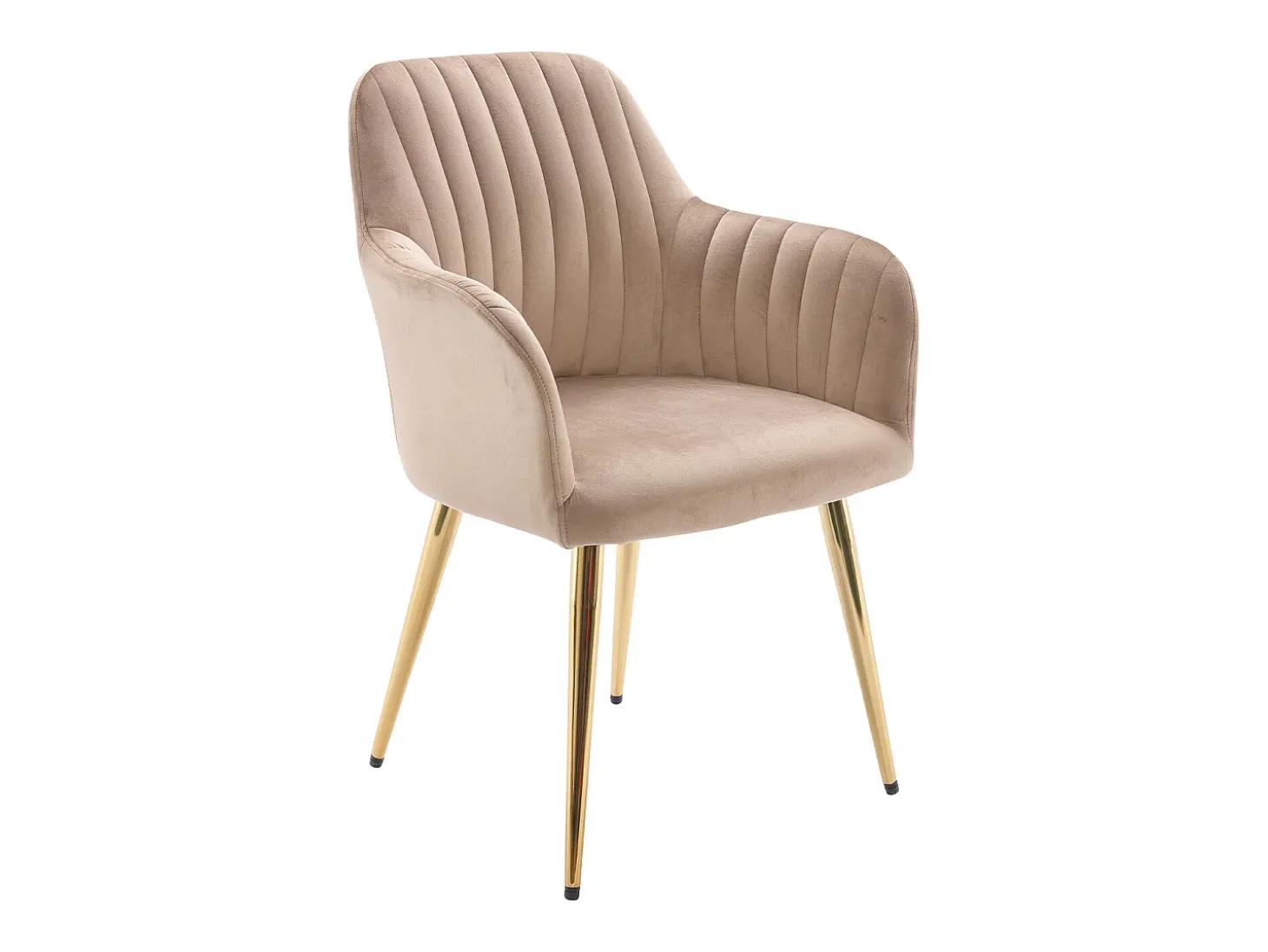 Lote de 6 sillas con brazos de terciopelo y metal dorado - Beige - ELEANA