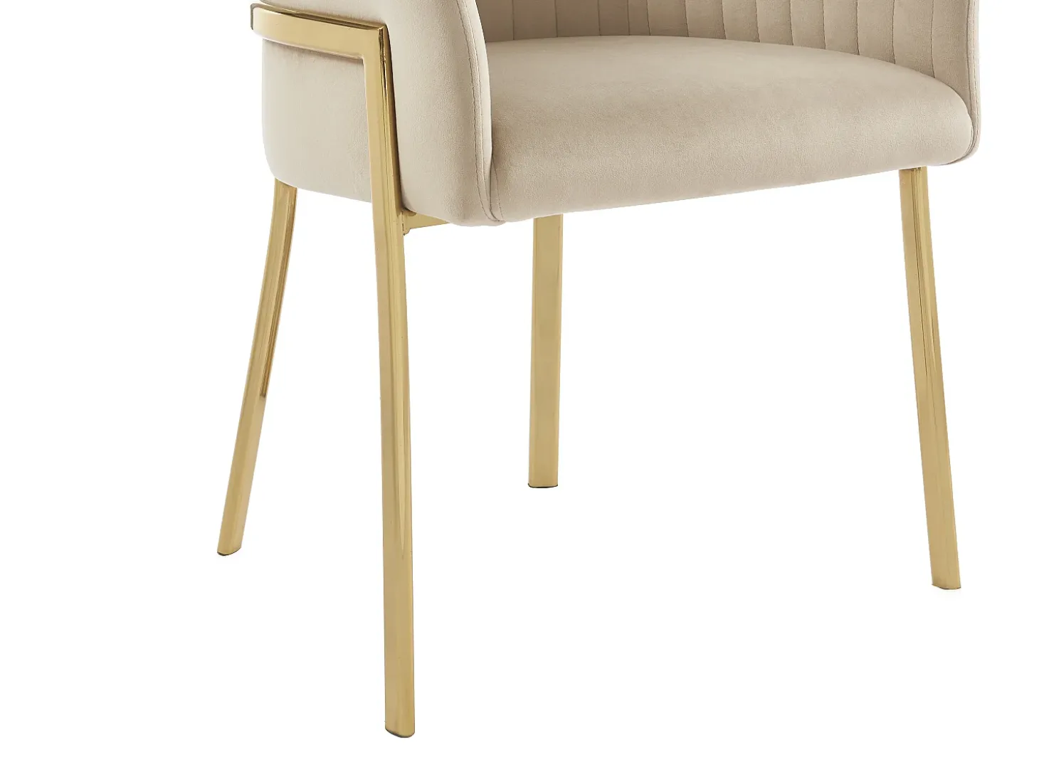 Lote de 6 sillas con reposabrazos de terciopelo y metal dorado - Beige - ZAOVA