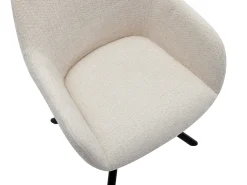 Lote de 2 sillas con reposabrazos de tela texturizada y metal negro - Crema - CILIENO