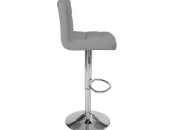 Lote de 2 sillas de bar, asiento de símil cuero con respaldo alto acolchado y tapizado, altura regulable, giratorio, base de metal cromado SIVAN (gris)