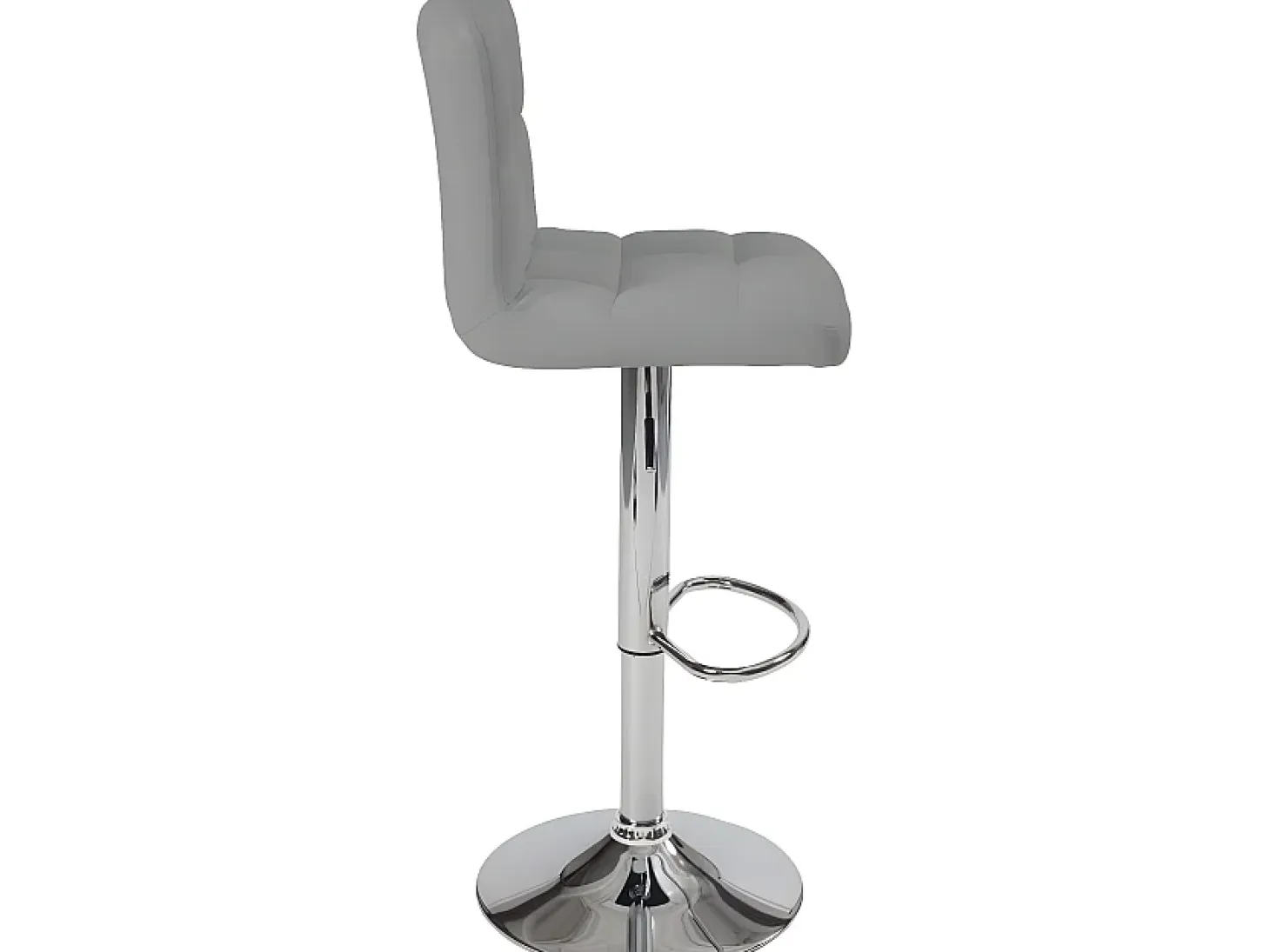 Lote de 2 sillas de bar, asiento de símil cuero con respaldo alto acolchado y tapizado, altura regulable, giratorio, base de metal cromado SIVAN (gris)