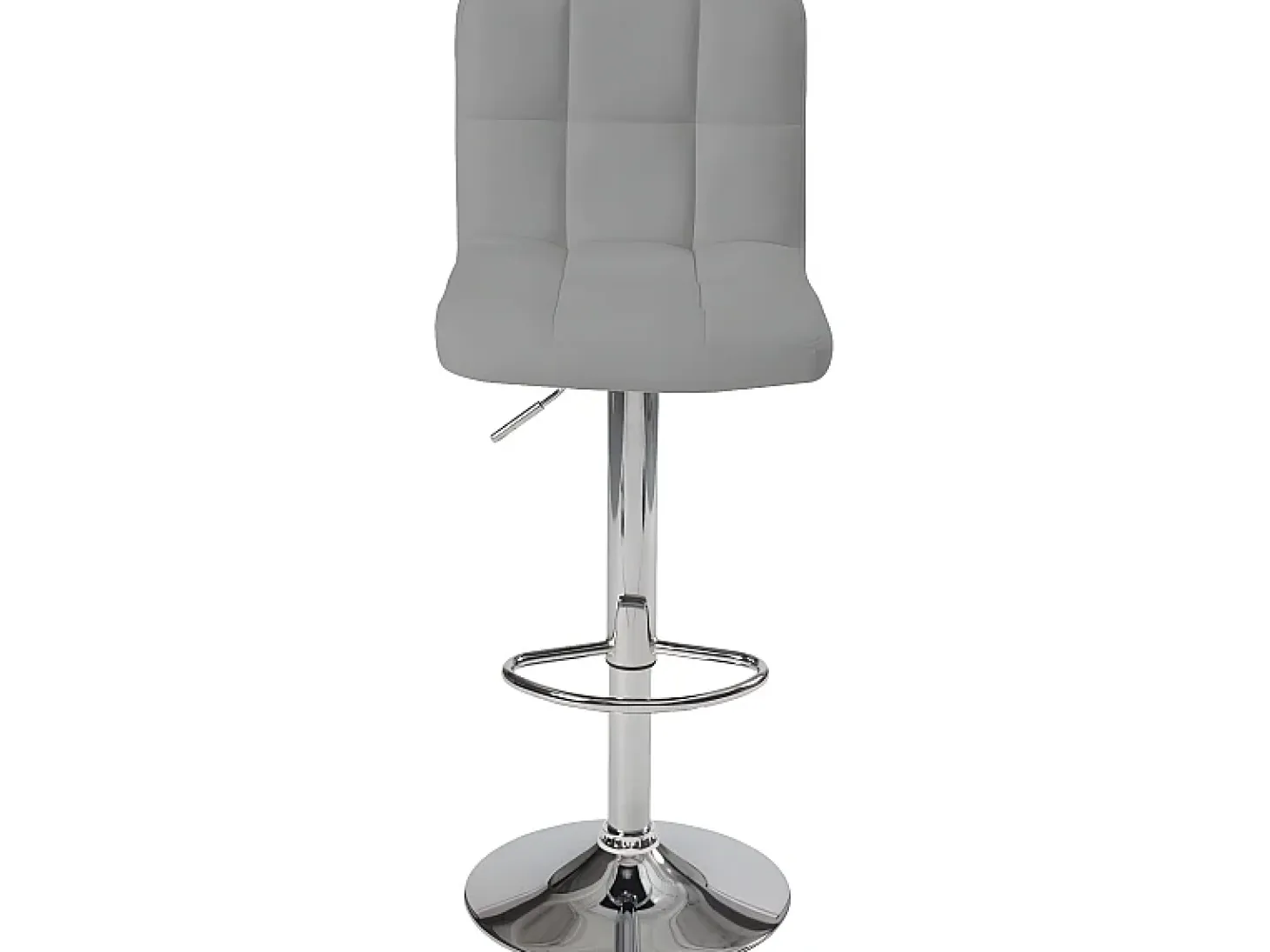 Lote de 2 sillas de bar, asiento de símil cuero con respaldo alto acolchado y tapizado, altura regulable, giratorio, base de metal cromado SIVAN (gris)