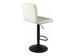 Lote de 2 sillas de bar, asiento de tela bouclé, respaldo alto acolchado, altura ajustable, giratorio, patas de metal negro SIVAN (blanco negro)