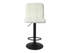 Lote de 2 sillas de bar, asiento de tela bouclé, respaldo alto acolchado, altura ajustable, giratorio, patas de metal negro SIVAN (blanco negro)