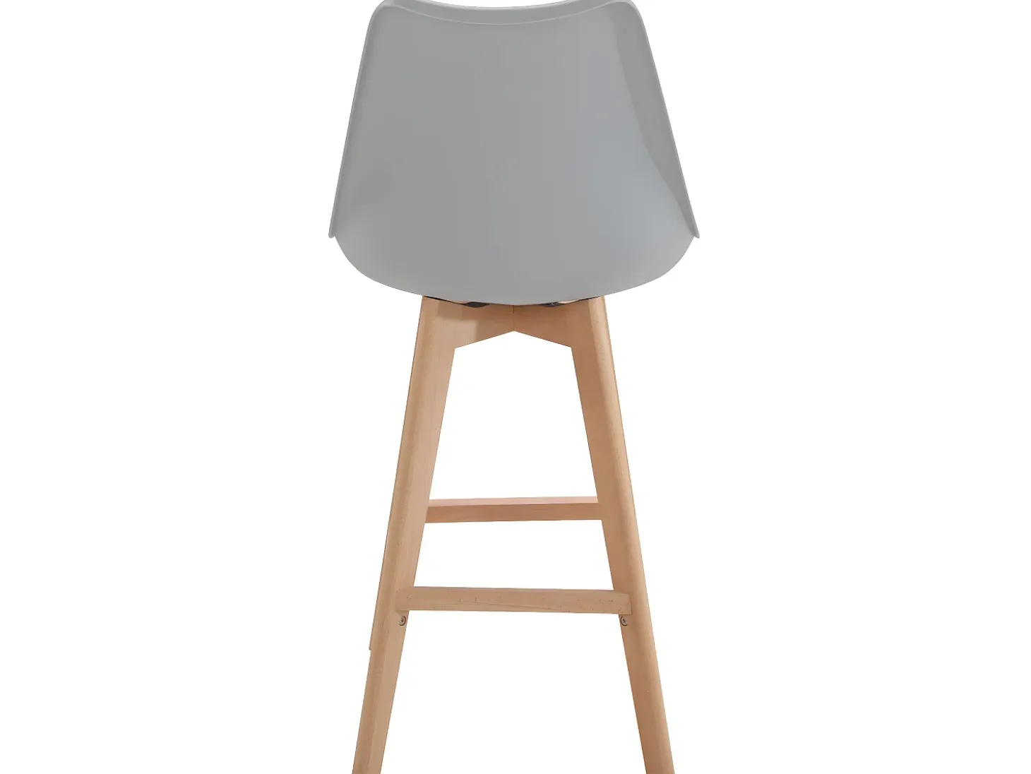 Lote de 2 sillas de bar escandinavas de 70 cm, asiento amplio con respaldo alto, cojín de cuero sintético, patas de madera TIKA (gris)